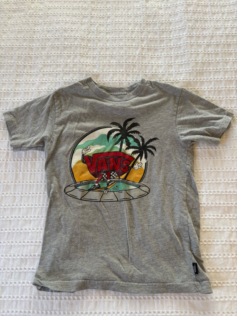 Vans Gray Kids Tee with Surf Palm Graphic Size 5